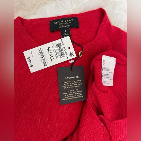 Charter Club Red Cashmere Women's Sweater top 🎁 Christmas s 2 4 soft beautiful - Picture 4 of 4
